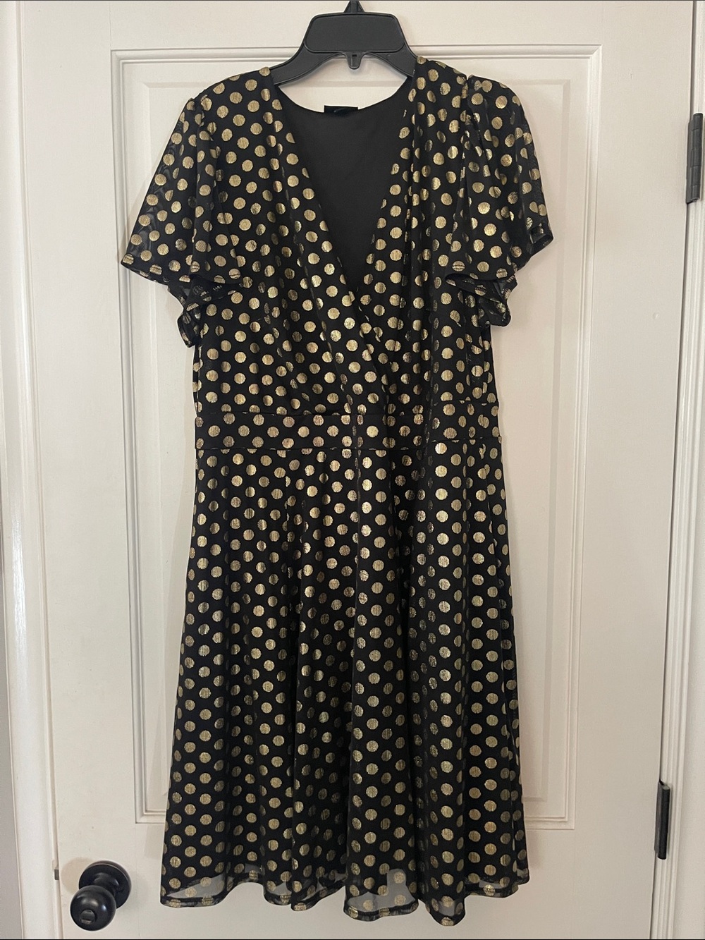 torrid Black Midi Dress with Gold Polka Dots